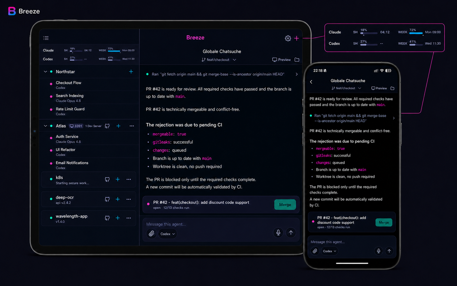 Parallel coding-agent sessions running on iPad and iPhone