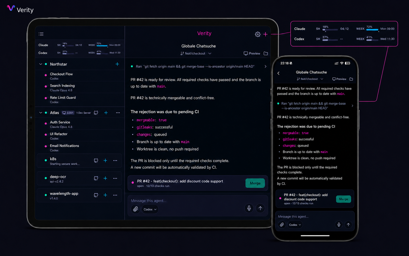Parallel coding-agent sessions running on iPad and iPhone